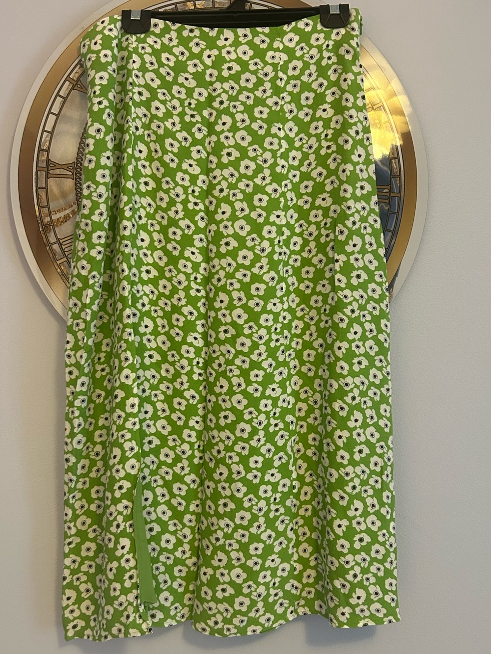 Anthropologie Green Floral A-Line Skirt | NWT | Size 12
